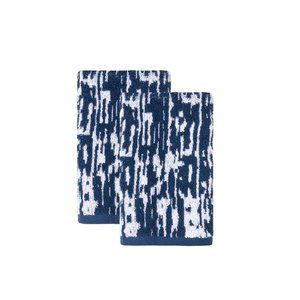new Set of 2 Studio 3B™ Navy & White Melange 100% Cotton 28" x 16" Hand Towels
